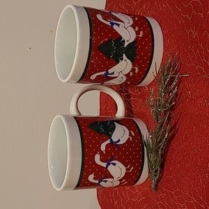 Christmas geese porcelain mug 2 pc. set.
